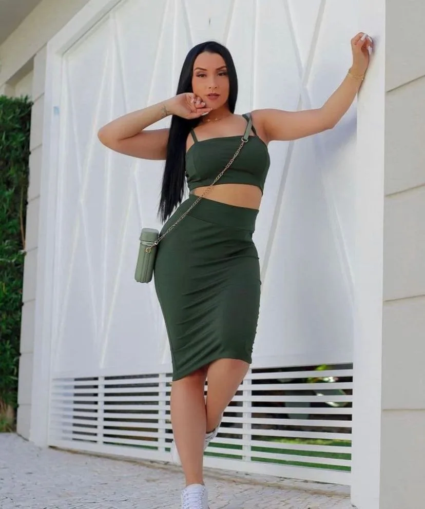 Conjunto Midi Verde Militart