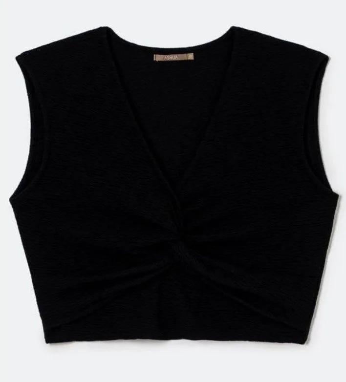 Top Cropped Preto Liso Moda